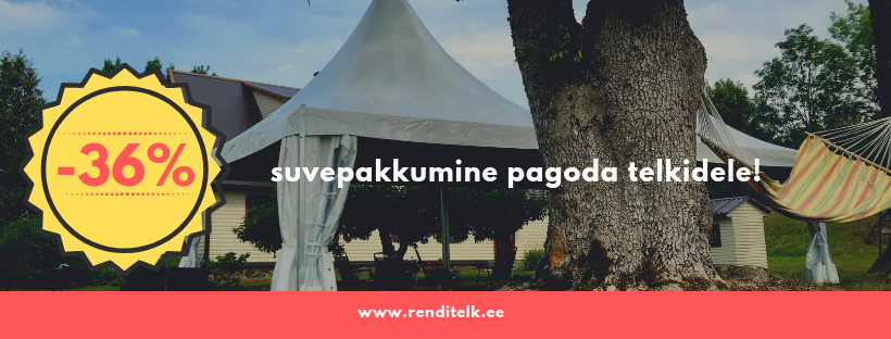 ☀️ Suvepakkumine PAGODA telkidele! Paremat pakkumist sellistele telkidele ei leia Eestis. Olulised andmed: 🎪 5×5 meetrit 🚻 kuni 25 inimest telki 🌧 täielik vihma